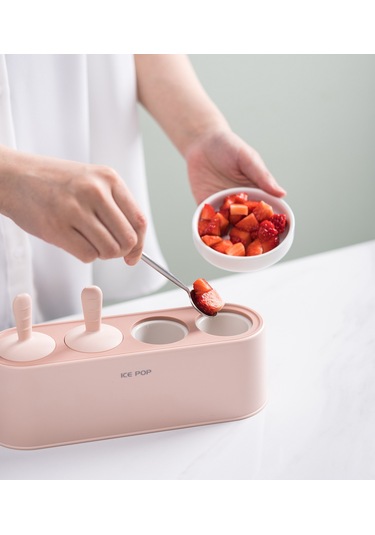 Pembe 4'lü Dondurma Kalıbı