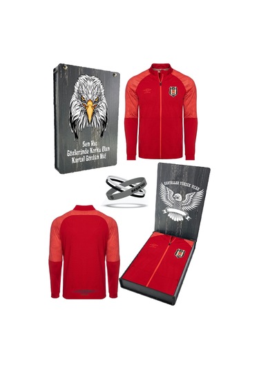 Beşiktaş Fermuarlı Dik Yaka Sweat + Bileklik Set Kutulu 001