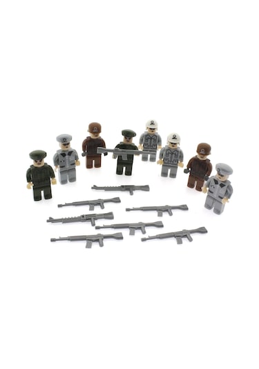 Ausini Army 8’Li Tüp Kutu Figür Seti Gri