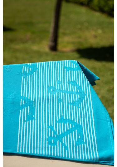 Menderes Home Cotton Collection Bukle Plaj Havlusu Çapa Turkuaz