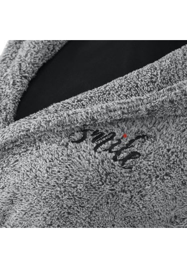 Uzun Welsoft Kapüşonlu Kadın Sabahlık Gri