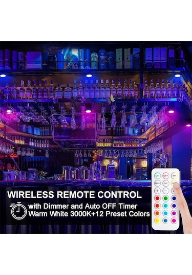 Uzaktan Kumanda Led Puck Işıkları Kısılabilir Rgbw 13 Renk Mutfak Koridor Dolap Dolap Işıkları Dokunmatik Sensör Dekor Gece Lambası 3 Lamba 1 Kontrol