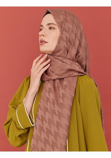 Mirsoy Scarf Kazayağı Desen İpeksi Jakar Şal - Yalı A.Kiremit