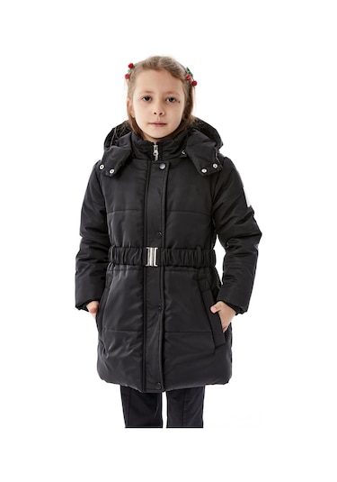 Benitto Kids Kız Çocuk Kapüşonlu Kışlık Şişme Mont 51352 Siyah