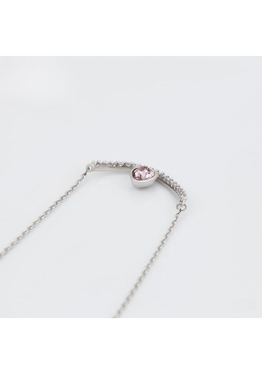 Damla Taşlı Smile Tasarım Platin Kaplama Kadın Kolye Silver