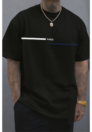 Paris Baskılı Unisex Tshırt SIYAH
