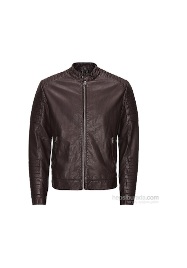Jack&jones Jjcotano Biker 12094783 Kahverengi Deri Ceket Kahverengi