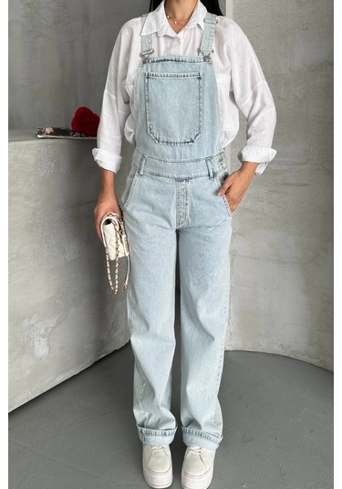 Biçomi Pantolon Kar Yıkama Salopet Mavi D2514