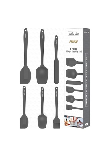Valletta Drongo Isıya Dayanıklı Yanmaz Spatula Seti Gri