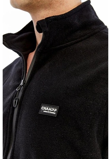 Champp Tam Fermuarlı Siyah Unisex Polar Beyaz - Siyah