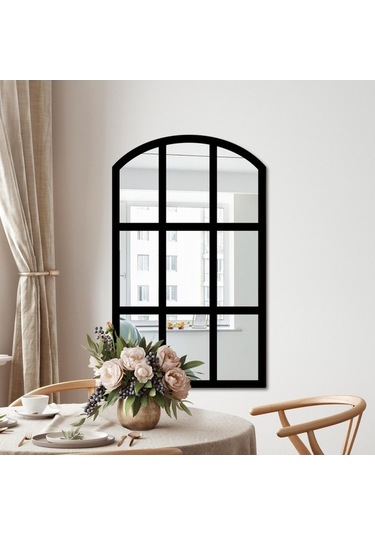 Pazly Taklit Suntek Siyah Kemerli Izgara Duvar Bölmesi Aynası Ayna Us Siyah