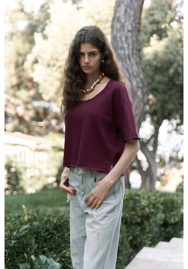 Bohemai Ripley Yarım Kol Bordo T-shirt Bordo