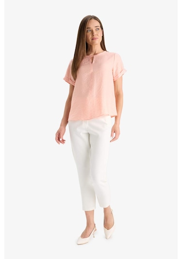 Defacto Regular Fit Yuvarlak Yaka Kısa Kollu Bluz C8831ax25smpn339 Pembe
