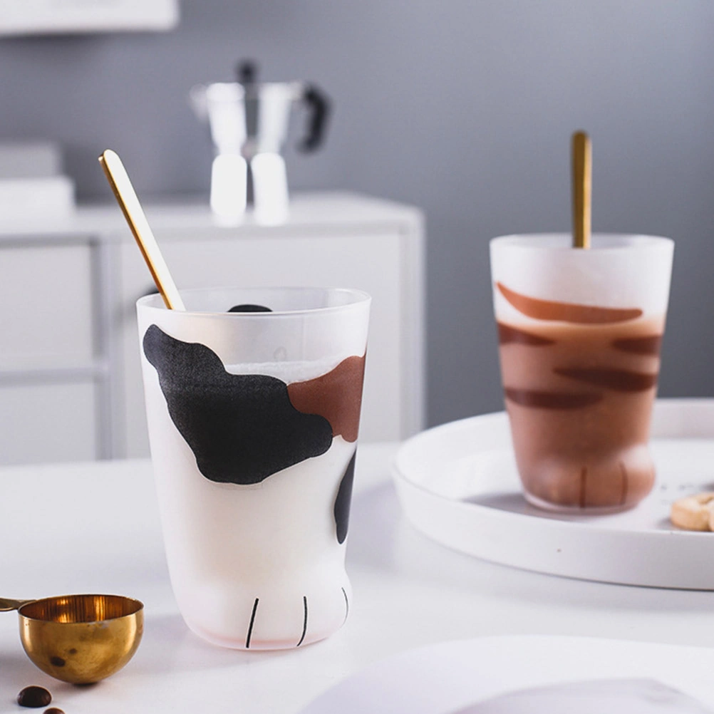 1 Adet Sevimli Kedi Pençesi Cam Kaplan Pençesi Kupa Ofis Kahve Kupası Kahvaltı Süt Cam Bardak
