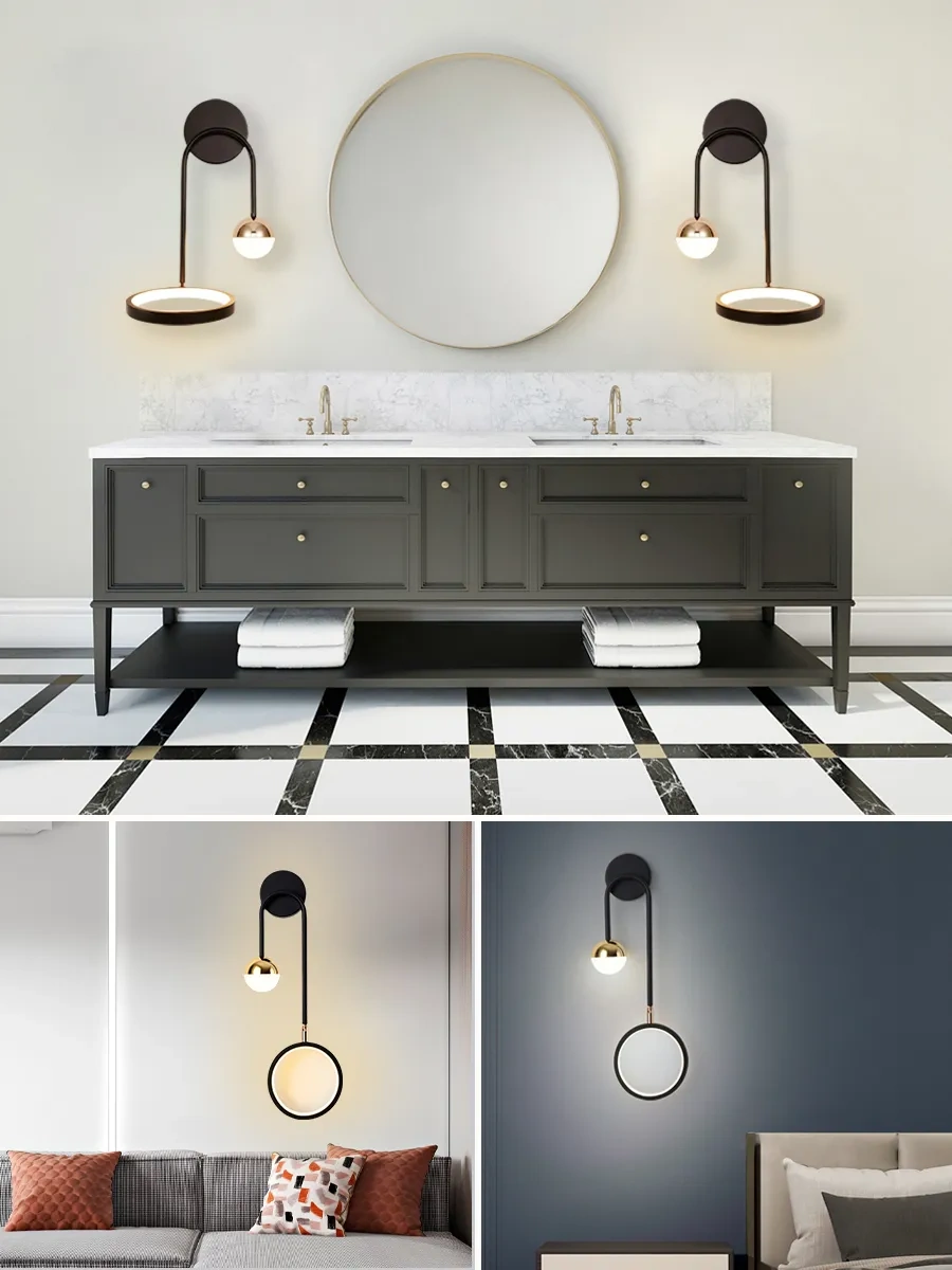 Yonlux Duvara Monte Led Lamba, Yatak Odası İçin Şık Led Duvara Monte Led Aplik, Yatak Odaları İçin Şık Ve Modern Tasa Siyah