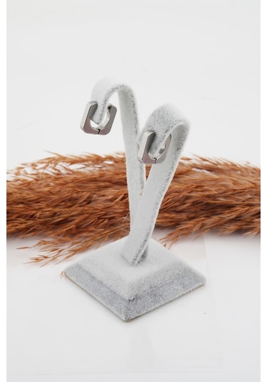 Kadın Çelik Basic Geometrik 1.5cm Kare Moldel Klipsli Küpe Çok Renkli