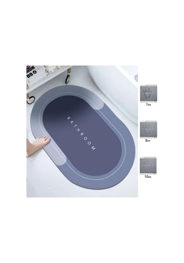 Sihirli Süper Su Emici Kaymaz Tabanlı Oval Paspas 40 60 Cm 5361 Çok Renkli