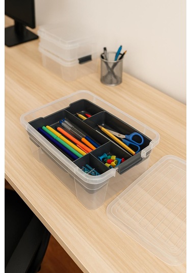 3,20 L Şeffaf Saklama Kutusu & Organizer Düzenleme Kutusu Şeffaf