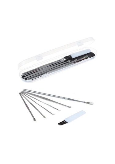 Ollevra 6 Parça Paslanmaz Çelik Kulak Balmumu Toplayıcı Çıkarıcı Temizleyici Bakımı Çubuk Seti Gri