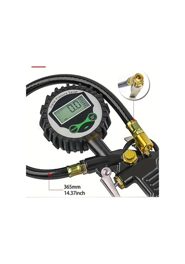 Boatshop1 Siyah Abd Araç Lastik Basınç Ölçer Dijital Lcd Ekranlı Led Aydınlatmalı Şişirme İzleme Özellikli Manometre
