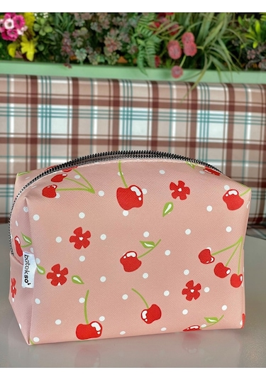 Batekso Kadın Makyaj Çantası Kiraz Baskılı