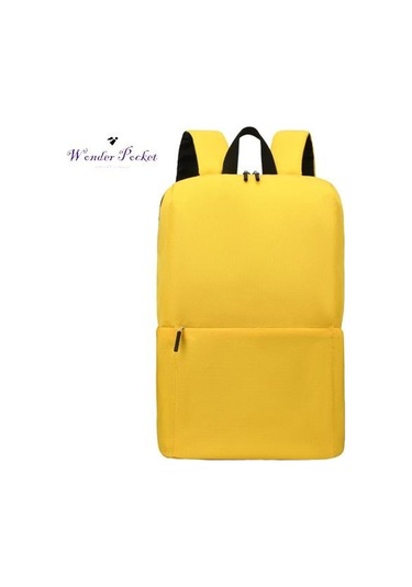 Sırt Çantası Geniş Omuzlu Düz Renk Askı Çok Katmanlı Cepler Büyük Yük Taşıma Kapasitesi Fermuar Kapatma Yellow Sarı