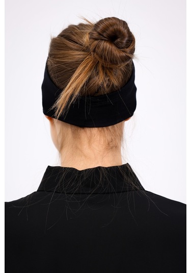 2 Adet Kaymayan Silikonlu Bandana Bone Siyah Beyaz - Kadın Tesettür Kaymaz - Sportif Saç Bandı Siyah - Beyaz