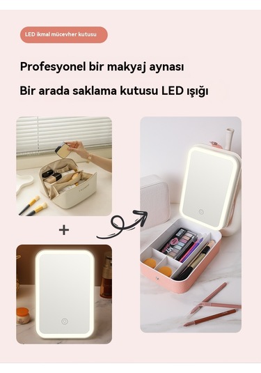 Aurora Süskutusu Led Makyaj Aynasıdepolama Pembe