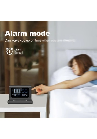 Motion003 Kablosuz Şarj Özellikli Beyaz Çıkarılabilir Basit Çalar Saat İphone 16 15 14 13 Samsung S24 S23 S22 Uyumlu