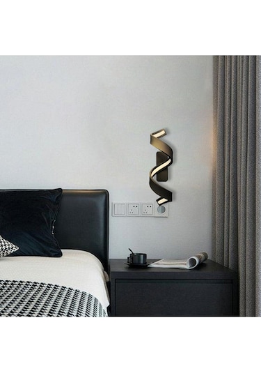 Ledli Frizzy Led Duvar Aplik 40x13cm Mat Siyah