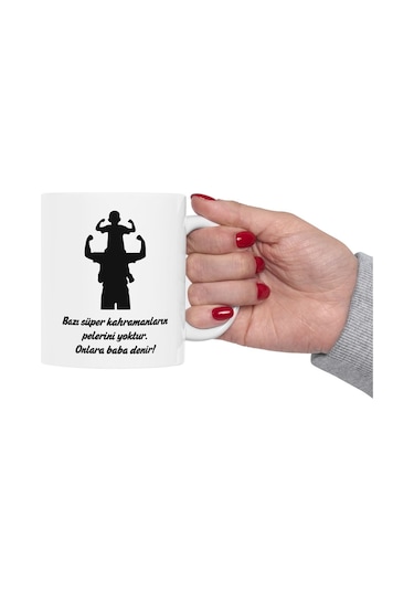 Babalar Günü - Doğum Günü Hediyesi - Hediye Porselen Kupa Bardak 11 Beyaz