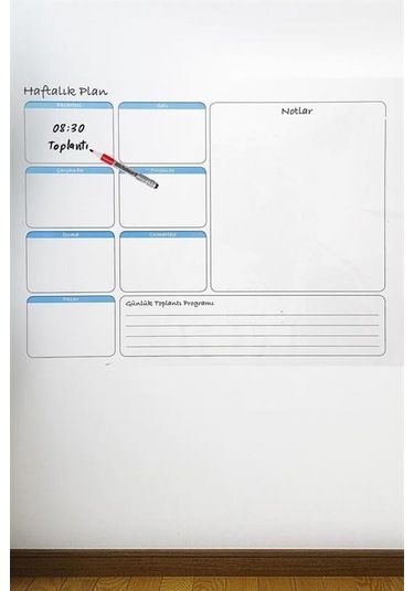 Ollevra Haftalık Planlayıcı Manyetik Duvar Stickerı Takvim 56 Cm X 70 Cm Gri