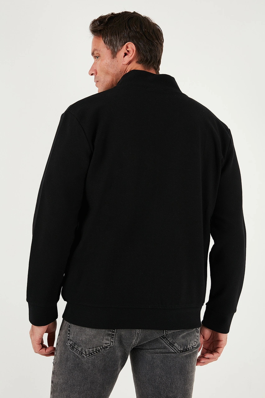 Buratti Pamuklu Regular Fit Dik Yaka Fermuarlı Erkek Hırka 5901077 Siyah