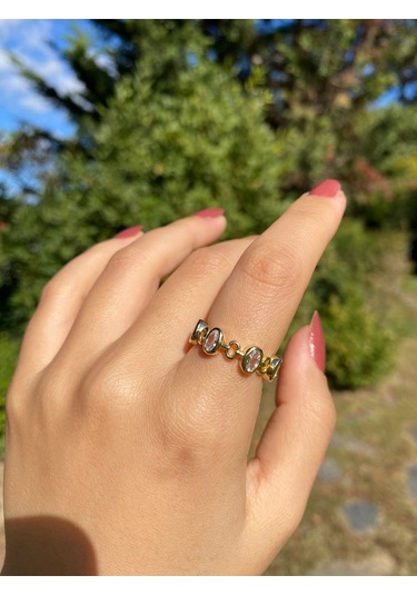 Yuvarlak Taşlı Kadın Zarif Yüzük Sevgiliye Hediye