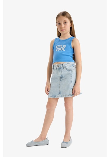 Defacto Kız Çocuk Bisiklet Yaka Baskılı Atlet C4717a825smbe277 Mavi