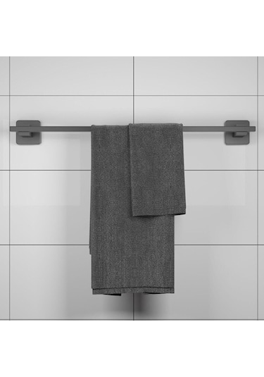 Ahlez Kare Mat Siyah Ikili Bornoz Askılık Uzun Havluluk Seti Siyah