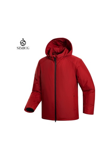 Dik Yakalı Pamuklu Dolgulu Mont, Kışlık Pamuklu Dolgulu Ceket, Rüzgar Geçirmez Pamuklu Dolgulu Mont, Bol Şişme Ceket Kırmızı