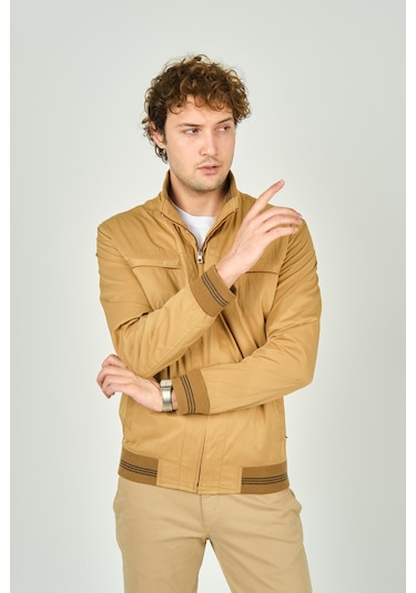 Daynax Erkek Hakim Yaka Fermuarlı Cep Detaylı Mevsimlik Spor Mont 4500 Camel Camel