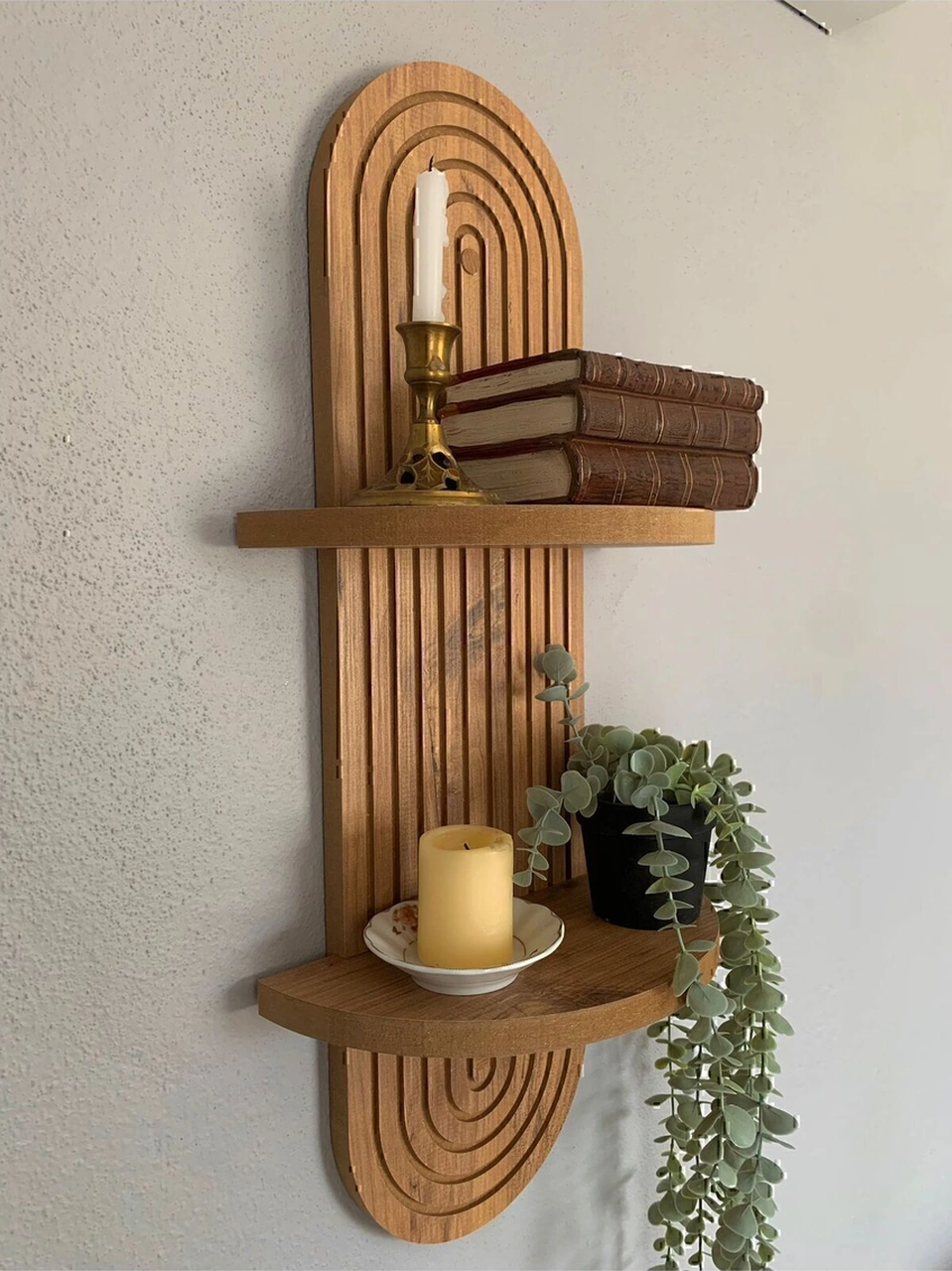 Dekoratif Duvar Rafı Kahverengi