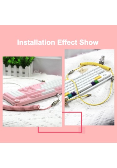 Sones Ajazz Al60 Usb - Type-c/usb-c Klavye Uzatma Hattı Tek Delikli Konnektör, Kablo Uzunluğu: 2,3 M Şeftali Pembesi