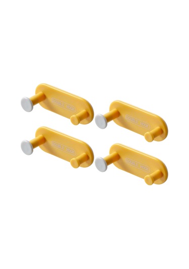 Suntek Kendinden Yapışkanlı Duvar Tuşlar Ofis Koridor Kancası Sarı 4 Adet Çok Renkli