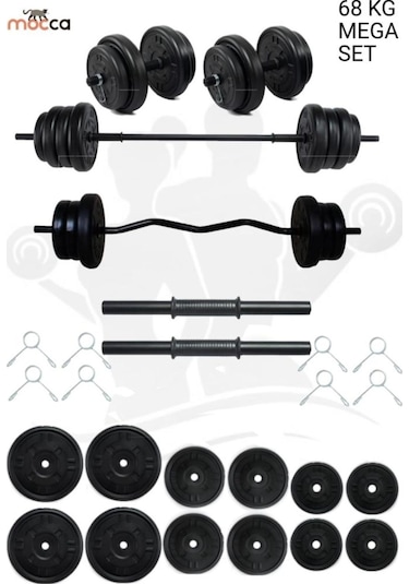 68 Kg Z-Barlı MEGASET Halter Seti Ve Dambıl Seti, Ağırlık  seti ,Fitness Seti