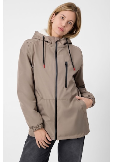 Freemen Kadın Vizon Kürklü Su Ve Rüzgar Geçirmez Kapüşonlu Kışlık Mont Vizon