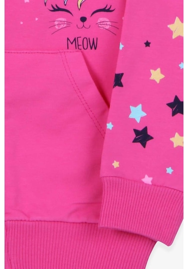 Breeze Kız Çocuk Hırka Kolları Desenli Baskılı 1-4 Yaş, Pembe