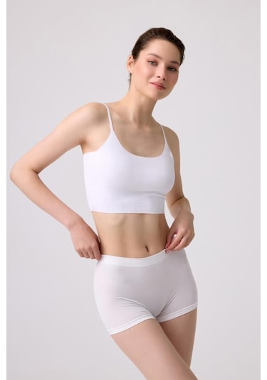 Cottonhill Premium - Kadın Beyaz Ultra-rahat Seamless Boxer Beyaz