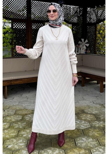 Yağmur Triko Elbise Taş Normal