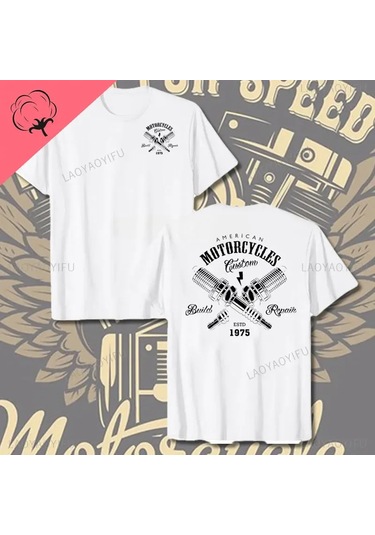 Laoyaoyifu Çapraz Pistonlar Mekanik Grafik T-shirt Erkekler Pamuklu Tee Gömlek Streetweargökyüzü Mavi Gökyüzü Mavi