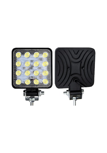 16 Led Kare Çalışma Lambası Off Road Traktör Tekne 10,5 X10,5 Cm