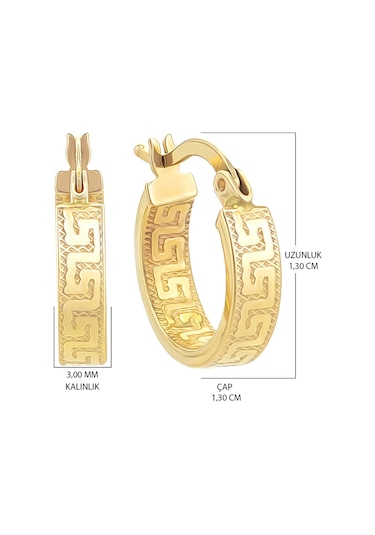 Moom Mücevherat Kadın 14 Ayar Altın Grek Desenli Halka Küpe N11.15495