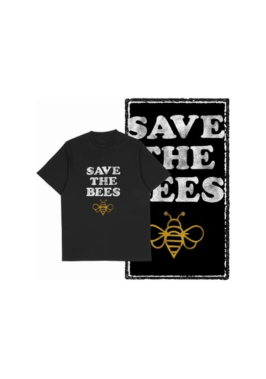 The Coolmınd Coolmind De %100 Pamuklu Erkek Grafik Tişört - Komik Arı Baskılı Büyük Bedenlavanta Lavanta